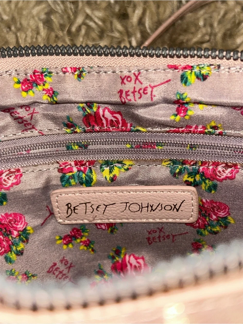 Betsey Johnson Blush Pink XO Anaya Crossbody Bag with Floral Scarf Accent